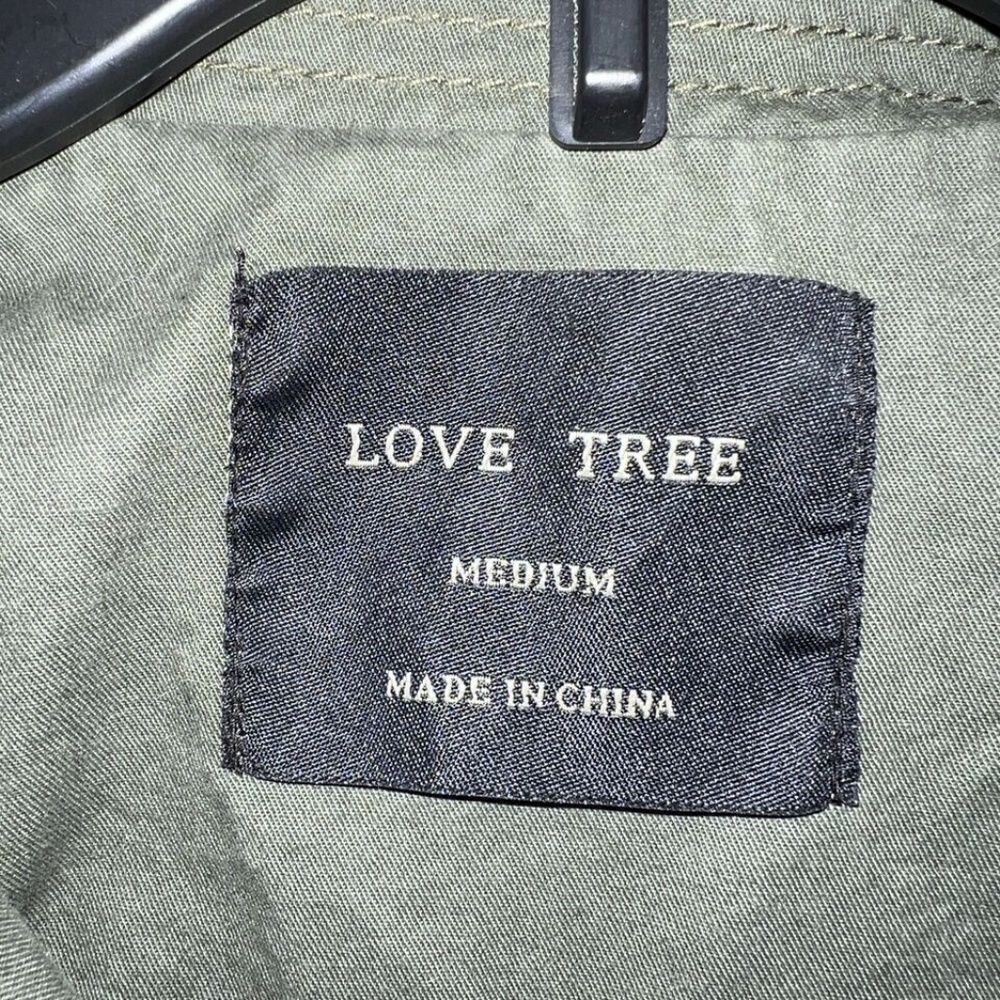 Love Tree Full Zip Army Denim Jacket Green Size Medium - Picture 3 of 4